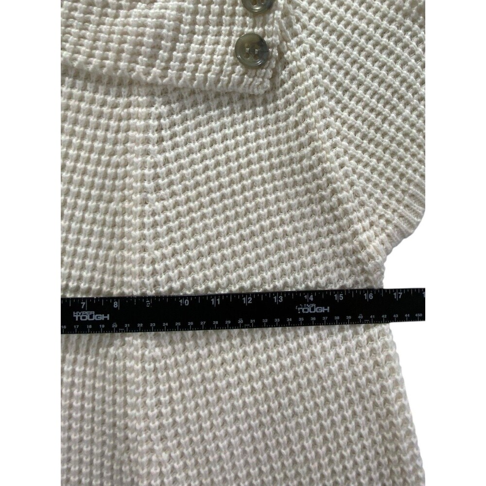 Worthington Cream Waffle Knit Short Sleeve Sweater with Button Collar - Picture 6 of 10